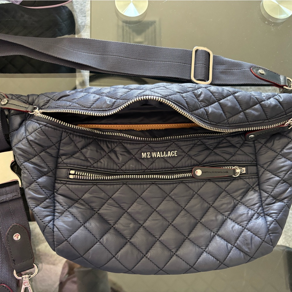 MZ Wallace Navy Quilted Crossbody Bag